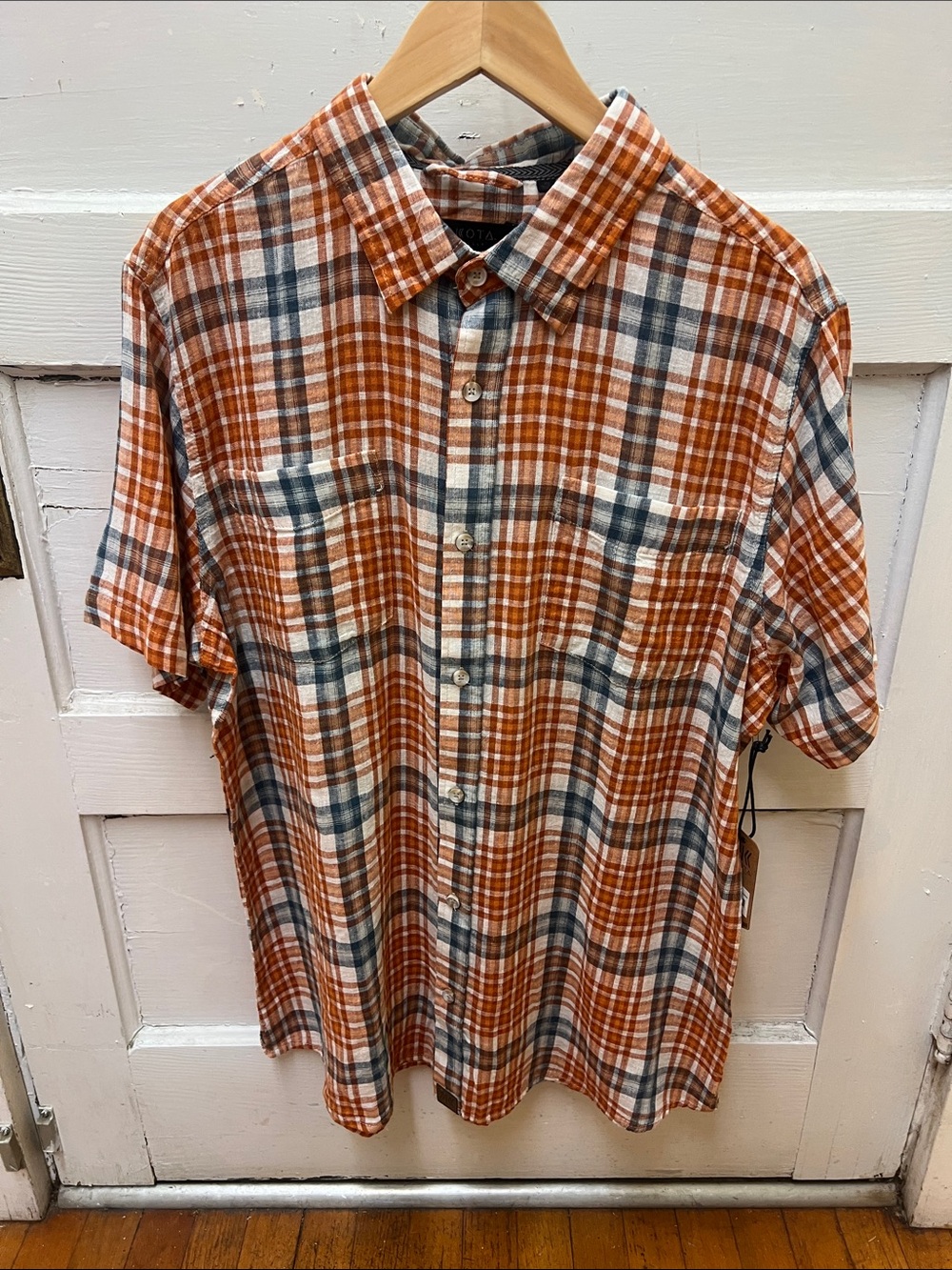 NWT M’s Dakota Grizzly SS Button Down Shirt Van- Sunrise